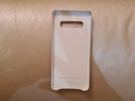 Чехол Samsung S10+ из кожи белый фирменный