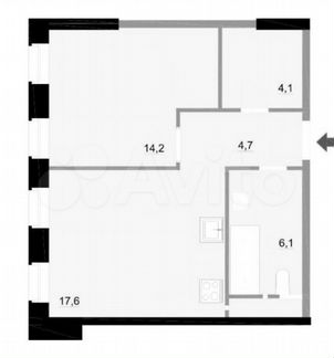 2-к квартира, 46.7 м², 3/22 эт.