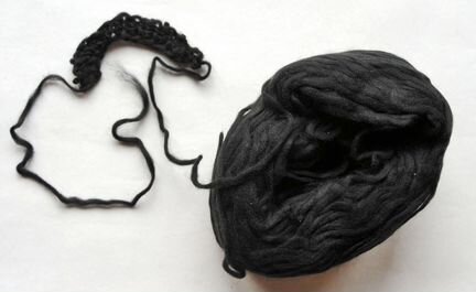 Пряжа черная 240г синтетич, д/валяние, картин и др