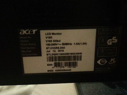 Монитор Acer V193DObd 19