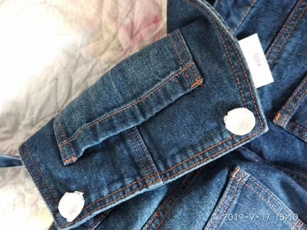 Новый джинсовый полукомбинезон,р-р 152