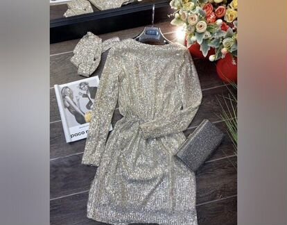 Платье шампань с открытой спиной