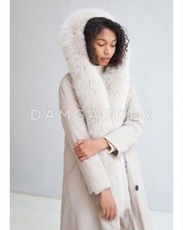 Пальто с мехом песца новое бежевое женское