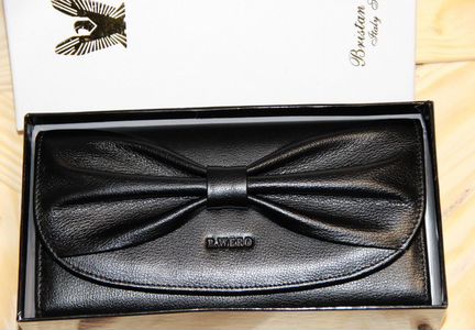 Женский кожаный кошелек Bristan Wero black бант