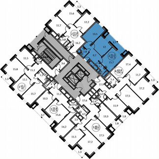 2-к квартира, 61.5 м², 17/17 эт.