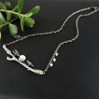 Колье Птички с жемчугом №2