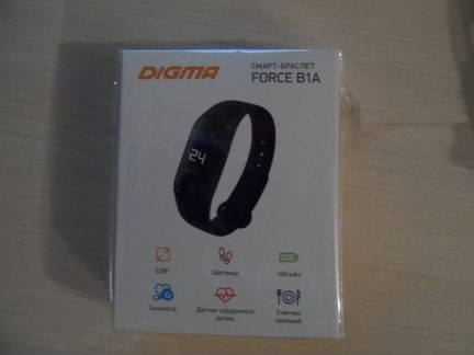 Смарт-браслет Digma Force B1ABK Black. Новый