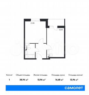 1-к квартира, 38.9 м², 12/14 эт.