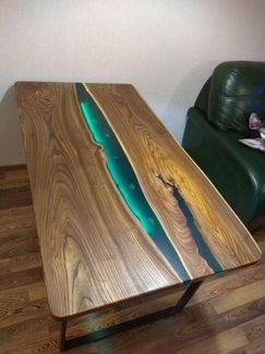 Стол река из слэба с подсветкой, стол-река, массив