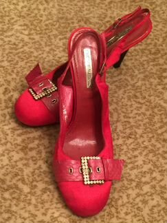 Туфли открытой пяткой кожа+атлас 40 размер