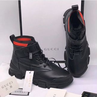 Ботинки Gucci зимние на платформе черные