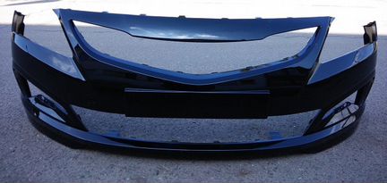 Чёрный бампер Hyundai Solaris 2014-2016