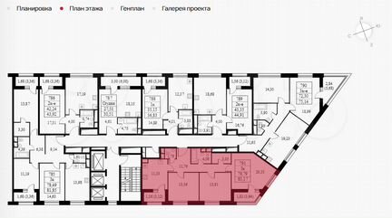 Своб. планировка, 83 м², 13/22 эт.