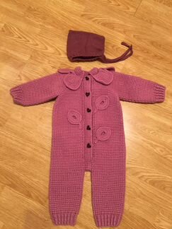 Вязаный комбинезон + шапочка
