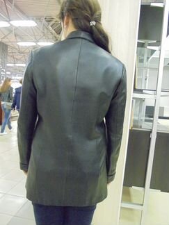 Куртка-пиджак, нат. черная кожа, р.48-50