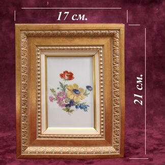 Три Фарфоровых медальонов Цветы Картины Германия