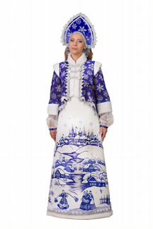 Костюм новогодний Jeanees Лазурная Снегурочка, с росписью, 44 размер (174-44)