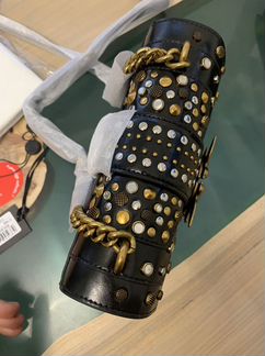 Женская Сумка Pinko Черная с кнопками кожаная