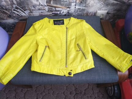Куртка кожаная желтая