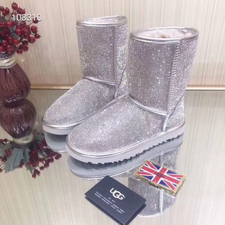 Угги ugg Australia со стразами сваровски серебрист