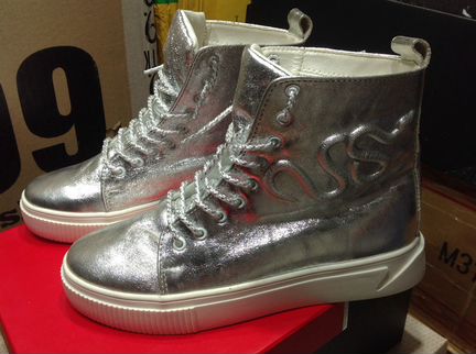 Полуботинки серебряные натур/кожа и овчина