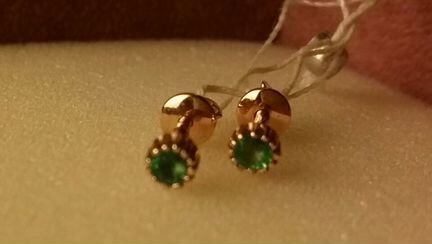 Серьги новые изумрудные